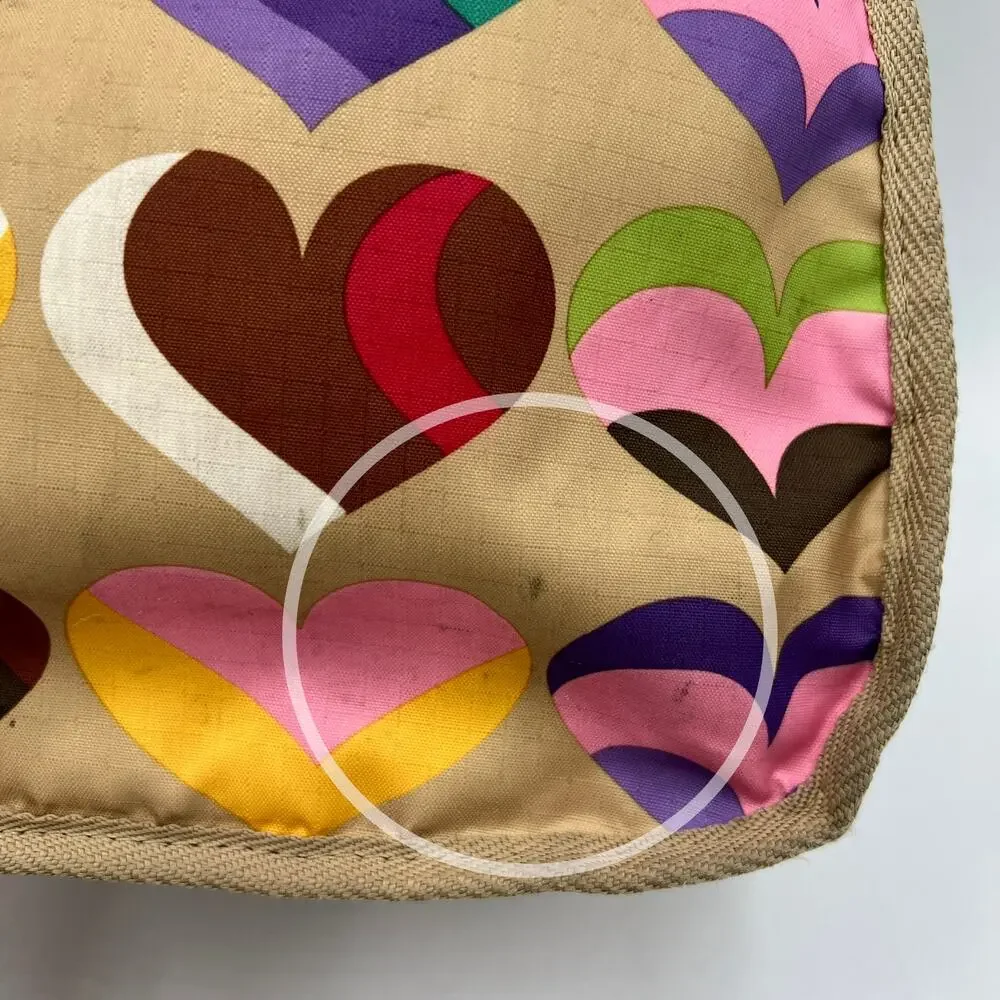 LeSportsac Hobo Vintage Classic Hearts Printed Nylon Tan Lovecore